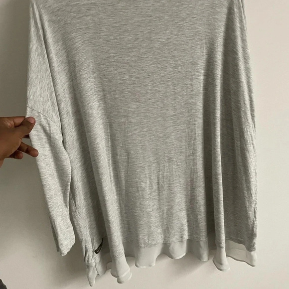 Matilda Jane 3/4 length sleeves chiffon trim grey blouse M - Picture 3 of 5